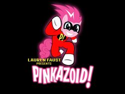 Size: 1024x768 | Tagged: safe, artist:dan232323, pinkie pie, g4, freakazoid, parody, pinkazoid, title card