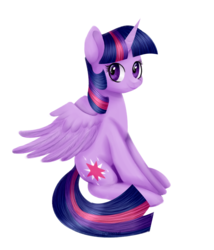 Size: 1835x2145 | Tagged: safe, artist:sannykat, twilight sparkle, alicorn, pony, g4, female, mare, simple background, sitting, smiling, solo, spread wings, transparent background, twilight sparkle (alicorn), wings