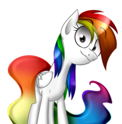 Size: 1280x1300 | Tagged: safe, artist:askometa, oc, oc only, oc:power rainbow, looking at you, not rainbow dash, rainbow hair, simple background, solo, transparent background