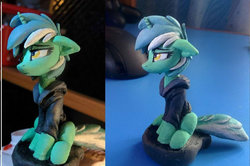 Size: 1024x681 | Tagged: dead source, safe, artist:ramiras, lyra heartstrings, pony, unicorn, fanfic:background pony, g4, clay, clothes, craft, emo, emo lyra, hoodie, irl, photo, sad, sculpture
