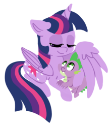 Size: 542x611 | Tagged: dead source, safe, artist:breadcipher, spike, twilight sparkle, alicorn, dragon, pony, g4, female, hug, mama twilight, mare, simple background, spikelove, transparent background, twilight sparkle (alicorn), winghug