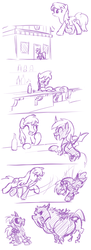 Size: 725x1984 | Tagged: safe, artist:moonlitbrush, berry punch, berryshine, bulk biceps, doctor whooves, lyra heartstrings, time turner, changeling, comic:changeling guard, g4, changelingified, comic, guard, monochrome, sketch dump