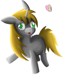 Size: 1280x1512 | Tagged: safe, oc, oc only, oc:dizzy down, :p, derp, dizzy, floppy ears, heart, knocked silly, raised hoof, smiling, solo, swirly eyes, tongue out