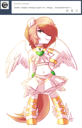 Size: 1240x1920 | Tagged: safe, artist:maccoffee, oc, oc only, oc:coffee cream, angel, angel pony, pony, anarchy panty, belly button, bipedal, clothes, cosplay, costume, crossdressing, midriff, panty and stocking with garterbelt, skirt, solo