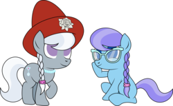 Size: 2890x1786 | Tagged: safe, artist:ideltavelocity, lily dache, silver spoon, g4, accessory swap, filly, glasses, hat, simple background, transparent background, vector