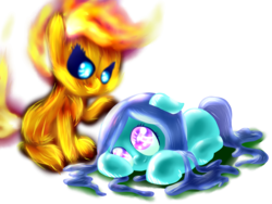 Size: 2000x1500 | Tagged: safe, artist:m_d_quill, oc, oc only, pony, arctic wind, fire, flicker wisp, ice