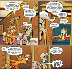 Size: 1265x1205 | Tagged: safe, idw, applejack, hoggle, mayor mare, friends forever #15, g4, my little pony: friends forever, spoiler:comic, bureaucracy, you had one job