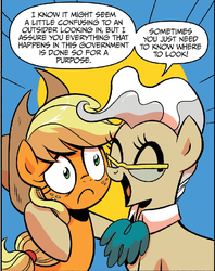 Size: 633x801 | Tagged: safe, artist:brenda hickey, idw, applejack, mayor mare, friends forever #15, g4, my little pony: friends forever, spoiler:comic