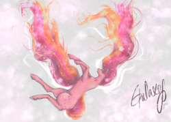 Size: 2682x1921 | Tagged: safe, artist:january-joy, galaxy (g1), g1, ethereal mane, falling, female, realistic, solo