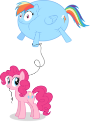 Size: 736x1000 | Tagged: safe, artist:mypaintedmelody, pinkie pie, rainbow dash, pony, g4, inflation, simple background, transparent background, vector