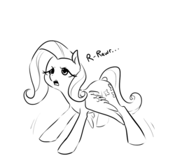 Size: 900x800 | Tagged: safe, artist:glacierclear, fluttershy, pegasus, pony, g4, dialogue, female, mare, monochrome, open mouth, rawr, sarcasm in the comments, solo, spread wings, wings