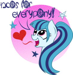 Size: 1114x1141 | Tagged: safe, artist:mypaintedmelody, sonata dusk, pony, g4, female, ponified, solo, sonataco, that girl sure loves tacos, that pony sure does love tacos, that siren sure does love tacos