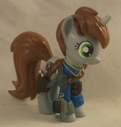 Size: 1961x2049 | Tagged: safe, artist:gryphyn-bloodheart, oc, oc only, oc:littlepip, pony, unicorn, fallout equestria, fallout equestria: project horizons, 3d print, clothes, customized toy, fanfic, female, funko, gun, handgun, hooves, horn, irl, jumpsuit, little macintosh, mare, mystery mini, mystery minis, photo, pipbuck, revolver, solo, toy, vault suit, weapon
