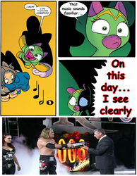 Size: 775x1000 | Tagged: safe, cheerilee, g4, spoiler:comic, spoiler:comic29, alter bridge, crossover, edge (wrestler), lita, money in the bank, new year's revolution, pro wrestling, surprise entrance meme, vince mcmahon, well that escalated quickly, wwe
