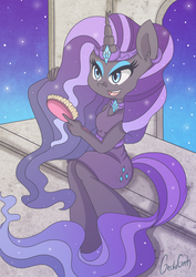 Size: 2480x3508 | Tagged: safe, artist:blu-boisen, artist:geckogeek, nightmare rarity, anthro, g4, clothes, collaboration, dress, female, high res, nightmare grayity, solo
