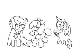 Size: 1600x1200 | Tagged: safe, artist:dominicuong9716, apple bloom, scootaloo, sweetie belle, earth pony, pegasus, pony, unicorn, g4, cutie mark crusaders, doodle, monochrome, ms paint, quality, simple background, sketch, trio