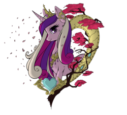 Size: 2500x2245 | Tagged: safe, artist:grinning-alex, artist:longinius, edit, princess cadance, alicorn, pony, g4, cherry blossoms, colored, crystal heart, female, high res, leaves, simple background, solo, transparent background