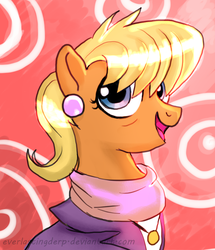 Size: 1730x2013 | Tagged: safe, artist:everlastingderp, ms. harshwhinny, earth pony, pony, g4, female, portrait, signature, smiling, solo, when she smiles