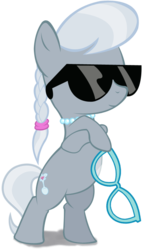 Size: 430x750 | Tagged: artist needed, safe, silver spoon, earth pony, pony, g4, badass, bipedal, crossed legs, cute, deal with it, female, glasses, silverbetes, simple background, solo, sunglasses, transparent background, vector