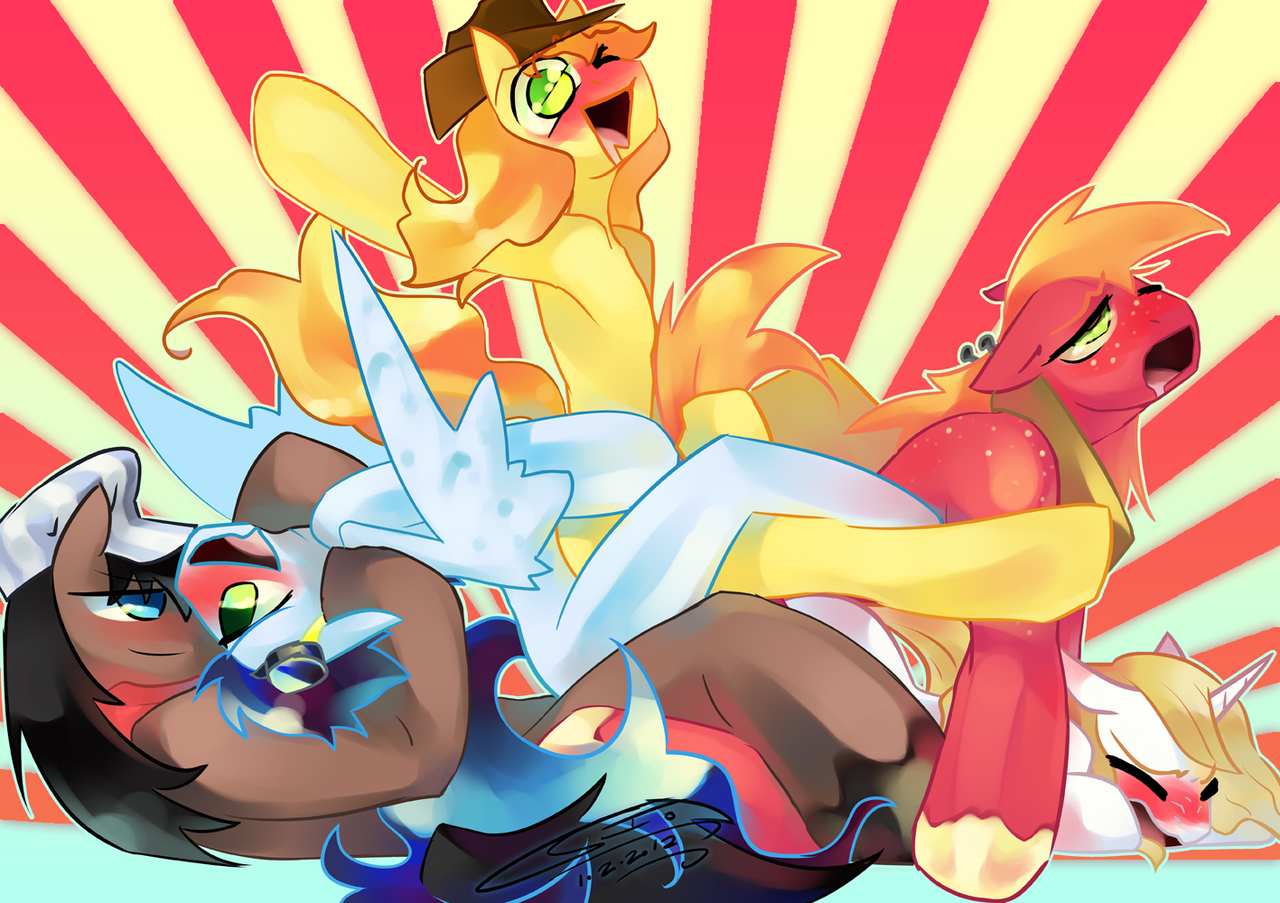 ...artist:iopichio, big macintosh, braeburn, full steam, prince blueblood, ...