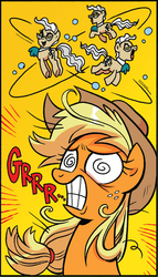 Size: 578x1010 | Tagged: safe, artist:brenda hickey, idw, applejack, mayor mare, friends forever #15, g4, my little pony: friends forever, spoiler:comic, circling stars