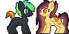 Size: 100x50 | Tagged: safe, artist:ayinai, oc, oc only, oc:glitch, oc:lessi, pony, animated, duo, glessi, icon, pixel art, shipping, simple background, transparent background