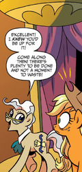 Size: 432x900 | Tagged: safe, artist:brenda hickey, idw, official comic, applejack, mayor mare, earth pony, pony, friends forever #15, g4, my little pony: friends forever, spoiler:comic, butt, female, mare, out of context, plot