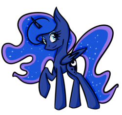Size: 737x698 | Tagged: safe, artist:honiibree, artist:ss6k, princess luna, g4, collaboration, female, raised hoof, simple background, smiling, solo, transparent background
