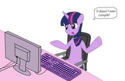 Size: 7728x5000 | Tagged: safe, artist:byteslice, twilight sparkle, g4, .svg available, absurd resolution, computer, female, programming, simple background, solo, transparent background, vector