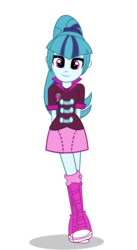 Size: 616x1128 | Tagged: safe, artist:camtwo, derpibooru exclusive, sonata dusk, equestria girls, g4, my little pony equestria girls: rainbow rocks, boots, clothes, crossed legs, cute, female, hands behind back, looking at you, simple background, skirt, smiling, solo, transparent background, vector