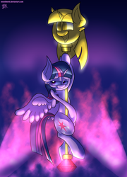 Size: 2500x3472 | Tagged: safe, artist:neoncel, twilight sparkle, alicorn, pony, g4, backwards cutie mark, female, high res, mare, pole dancing, solo, twilight scepter, twilight sparkle (alicorn)