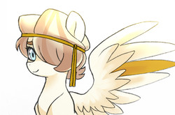 Size: 2357x1553 | Tagged: safe, artist:kianamai, oc, oc only, oc:angel feather, pony, kilalaverse, adopted offspring, bust, digital art, female, hair over one eye, mare, next generation, parent:oc:amber lily, solo