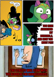 Size: 712x1024 | Tagged: safe, cheerilee, cloverleaf, g4, spoiler:comic, spoiler:comic29, beavis, beavis and butthead, cornholio, iron hock, meme, surprise entrance meme, the great cornholio