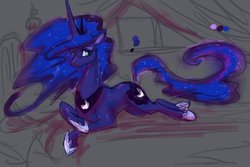 Size: 1024x682 | Tagged: safe, artist:nanhart, princess luna, pony, unicorn, g4, colored sketch, commission, commissioner:lionel23, female, jewelry, mare, regalia, solo, wingless