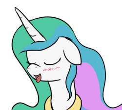 Size: 1030x924 | Tagged: safe, artist:godofsteak, princess celestia, pony, g4, blushing, bust, eyes closed, female, mare, simple background, solo, tongue out, transparent background