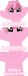 Size: 1200x3209 | Tagged: safe, artist:tentacuddles, ruby pinch, ask pinchy, g4, ask, crying, gradient eyes, green eyes, pink coat, simple background, solo, tears of joy, teary eyes, thank you, transparent background, tumblr, two toned mane, wavy mouth, wingding eyes