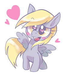 Size: 885x1033 | Tagged: safe, artist:k-nattoh, derpy hooves, pegasus, pony, g4, blushing, female, happy, heart, mare, solo