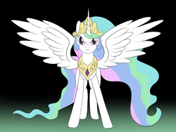 Size: 3000x2251 | Tagged: safe, artist:multiponi, princess celestia, pony, g4, angry, female, high res, looking at you, solo, spread wings, wrath