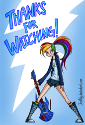 Size: 632x925 | Tagged: safe, artist:joshng, rainbow dash, human, equestria girls, g4, clothes, converse, decepticon, electric guitar, female, guitar, humanized, jacket, kneesocks, looking at you, musical instrument, rainbow socks, shirt, shorts, socks, solo, striped socks, transformers