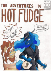 Size: 1280x1792 | Tagged: safe, artist:zacharyisaacs, princess luna, oc, oc:hot fudge, anthro, g4, belly button, clothes, colored, hat, money bags, rope, western