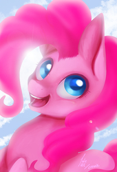 Size: 872x1279 | Tagged: safe, artist:nekiw, pinkie pie, earth pony, pony, g4, female, happy, portrait, smiling, solo