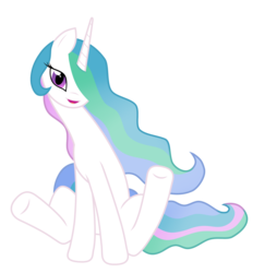 Size: 2571x2775 | Tagged: safe, artist:white mist, princess celestia, alicorn, pony, g4, cute, cutelestia, female, high res, mare, missing accessory, simple background, sitting, solo, transparent background, vector, wingless