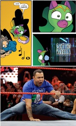 Size: 768x1262 | Tagged: safe, cheerilee, cloverleaf, friendship is magic #29, g4, spoiler:comic, santino marella, surprise entrance meme, wrestling, wwe