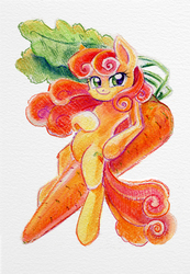 Size: 507x731 | Tagged: safe, artist:maytee, carrot top, golden harvest, earth pony, pony, g4, carrot, female, solo, traditional art