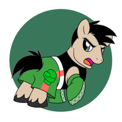 Size: 800x800 | Tagged: safe, artist:perfectpinkwater, pony, boxing gloves, clothes, crossover, cutie mark, gloves, little mac (punch-out!!), mike tyson's punch-out, nintendo, ponified, punch-out!!, simple background, solo, super smash bros., transparent background