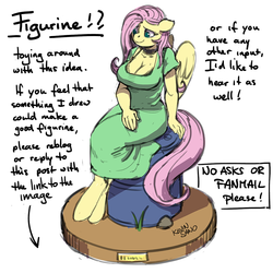 Size: 900x900 | Tagged: safe, artist:kevinsano, fluttershy, anthro, unguligrade anthro, g4, breasts, busty fluttershy, female, figurine, simple background, solo