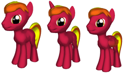 Size: 1010x598 | Tagged: safe, earth pony, pegasus, pony, unicorn, ponylumen, 3d, 3d pony creator, blank slate, free pony, male, red coat, smiling, stallion