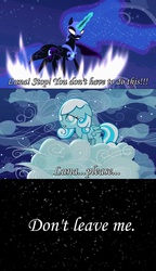 Size: 1186x2062 | Tagged: safe, edit, nightmare moon, princess luna, oc, oc:snowdrop, g4, bad end, feels, image macro, sad, screencap comic