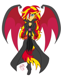Size: 2500x3120 | Tagged: safe, artist:e-e-r, sunset shimmer, equestria girls, g4, bandage, belly button, high res, midriff, simple background, sunset satan, transparent background