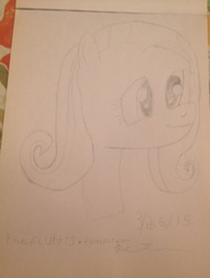 Size: 1851x2448 | Tagged: safe, artist:thefluttrs, fluttershy, g4, female, monochrome, sketch, solo, traditional art
